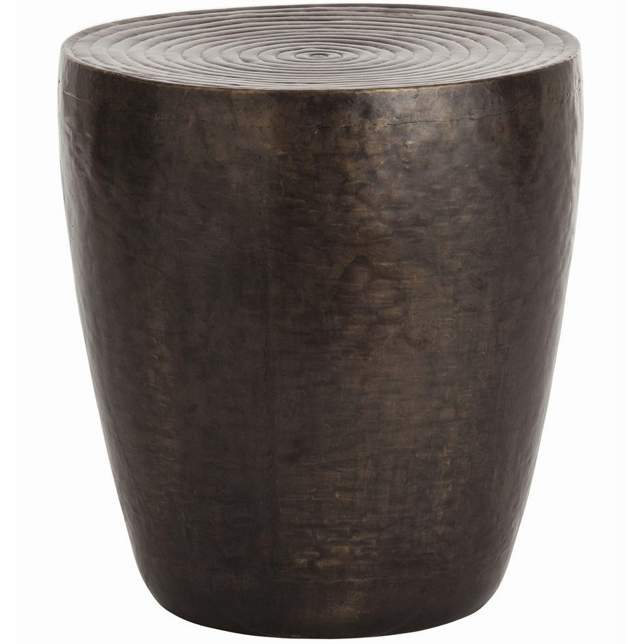Drum table drumshaped side table in antique bronze finish