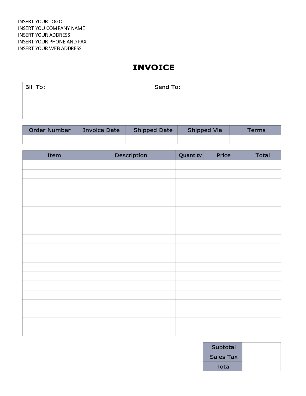 Invoice Template Word 2010 invoice example