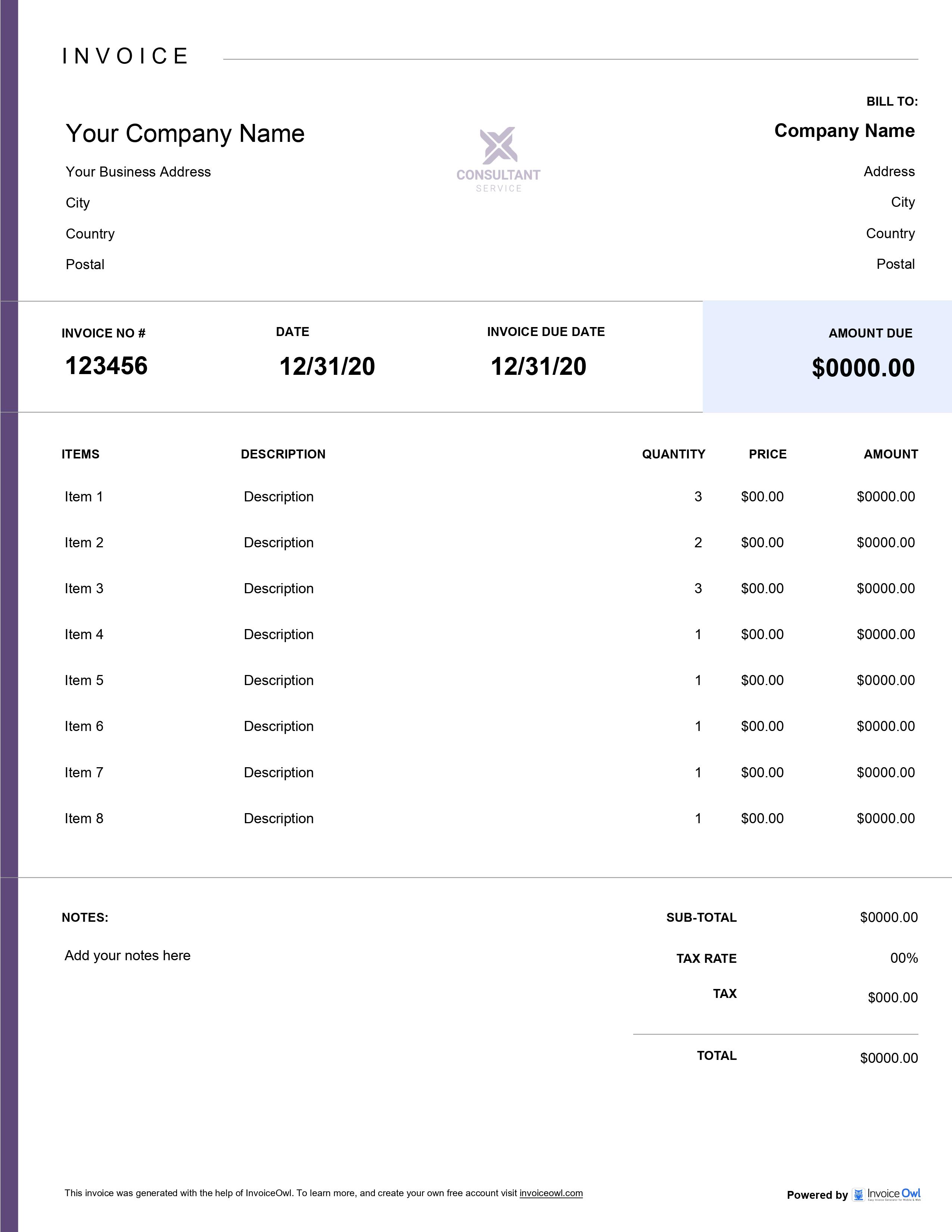 Proforma Invoice Template Free Download InvoiceOwl
