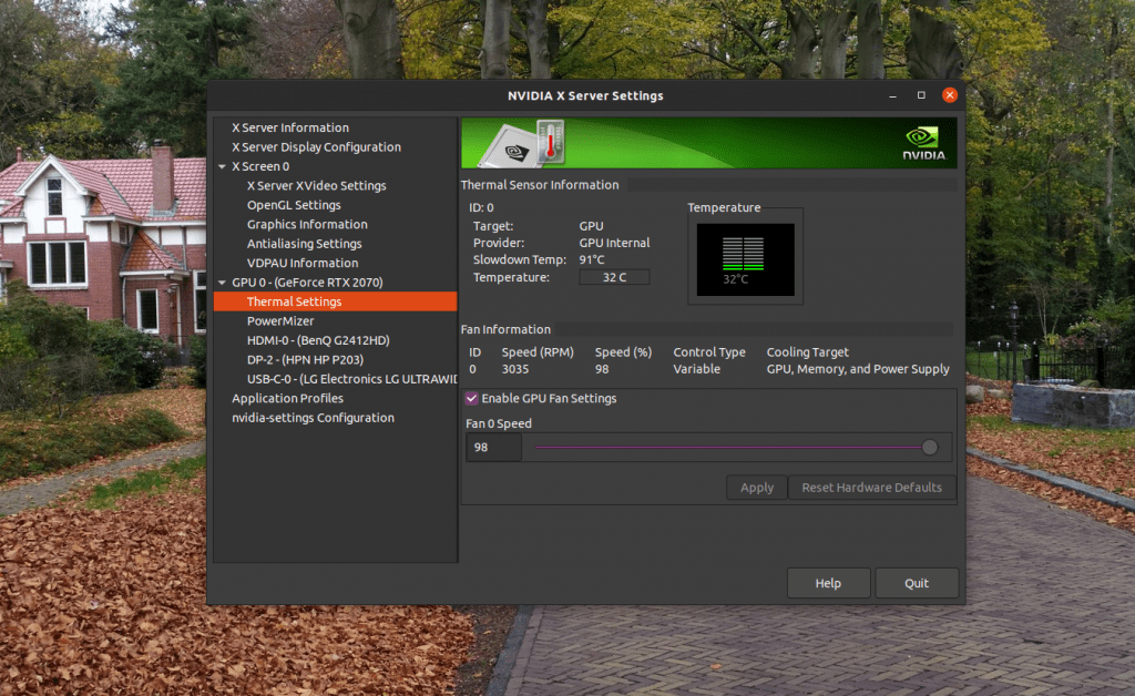 How to Enable GPU fan settings nvidia in Linux iodocs