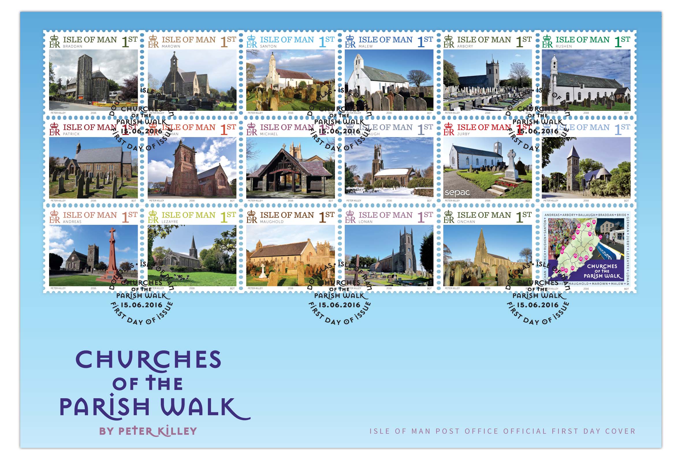 Isle of Man Post Office celebrates the Churches of The Parish Walk Isle