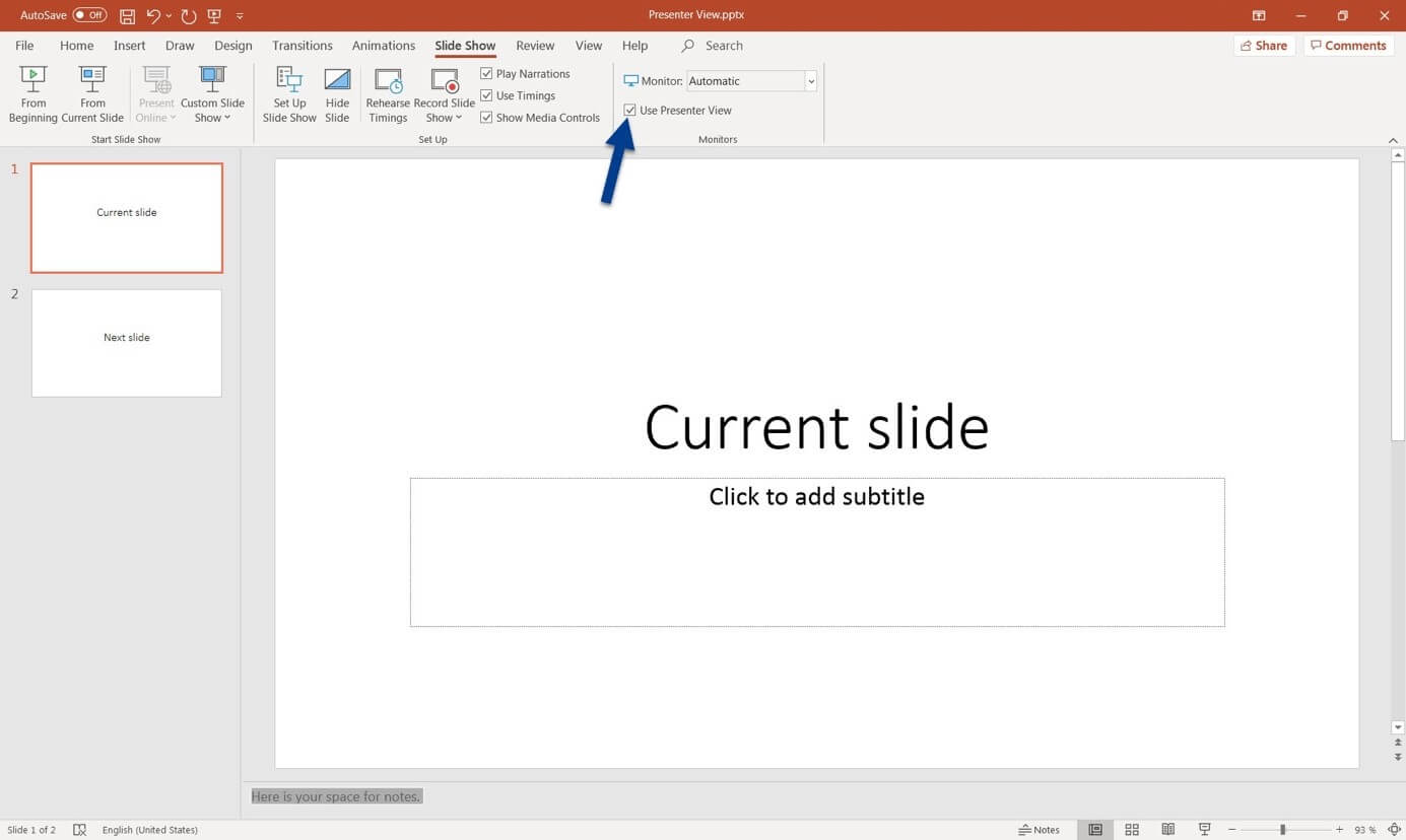 Presenter view in PowerPoint Setting up and using the Presentation