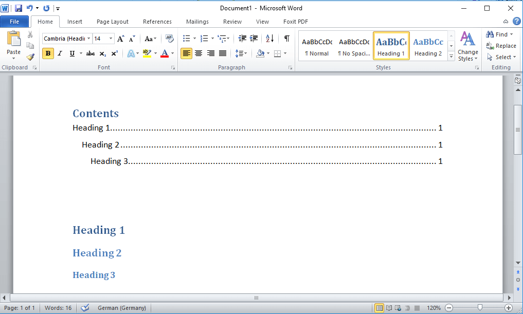 How to create a table of contents in Word IONOS CA