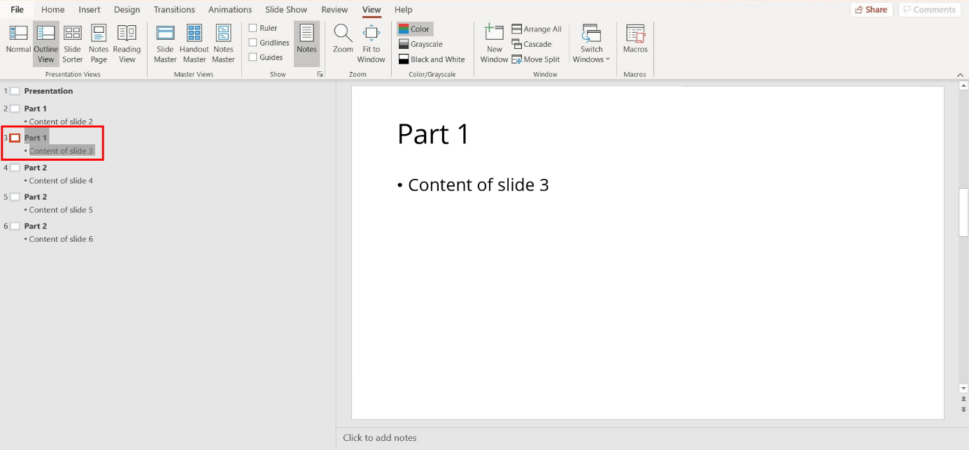 PowerPoint structure a presentation using Outline View IONOS CA