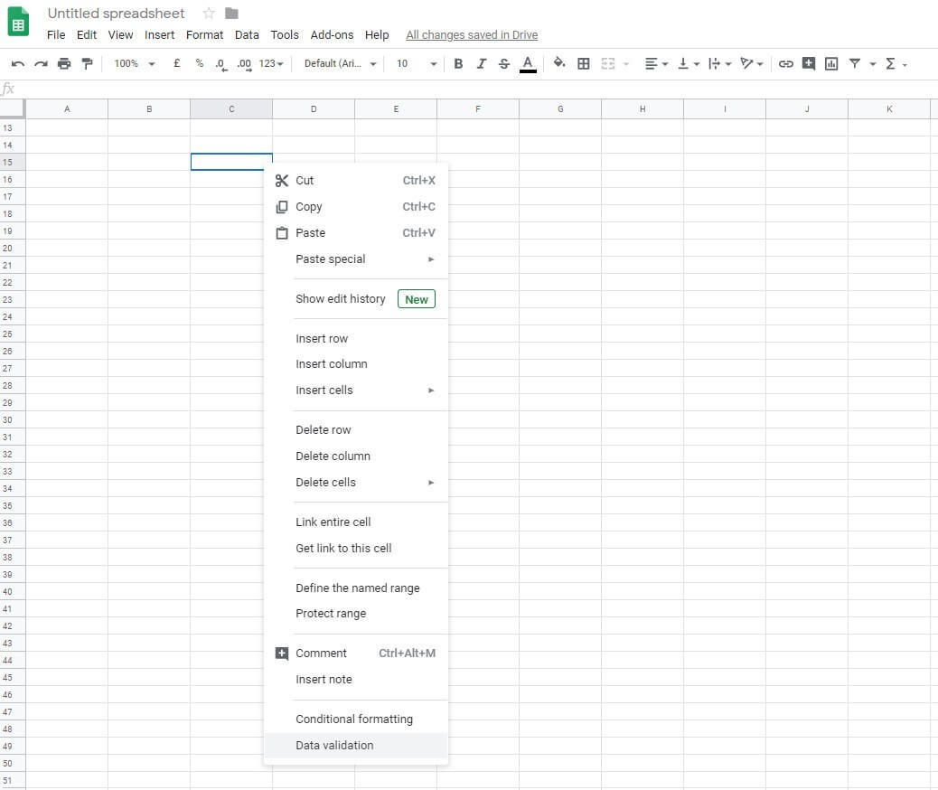 Google Sheets dropdown lists IONOS UK