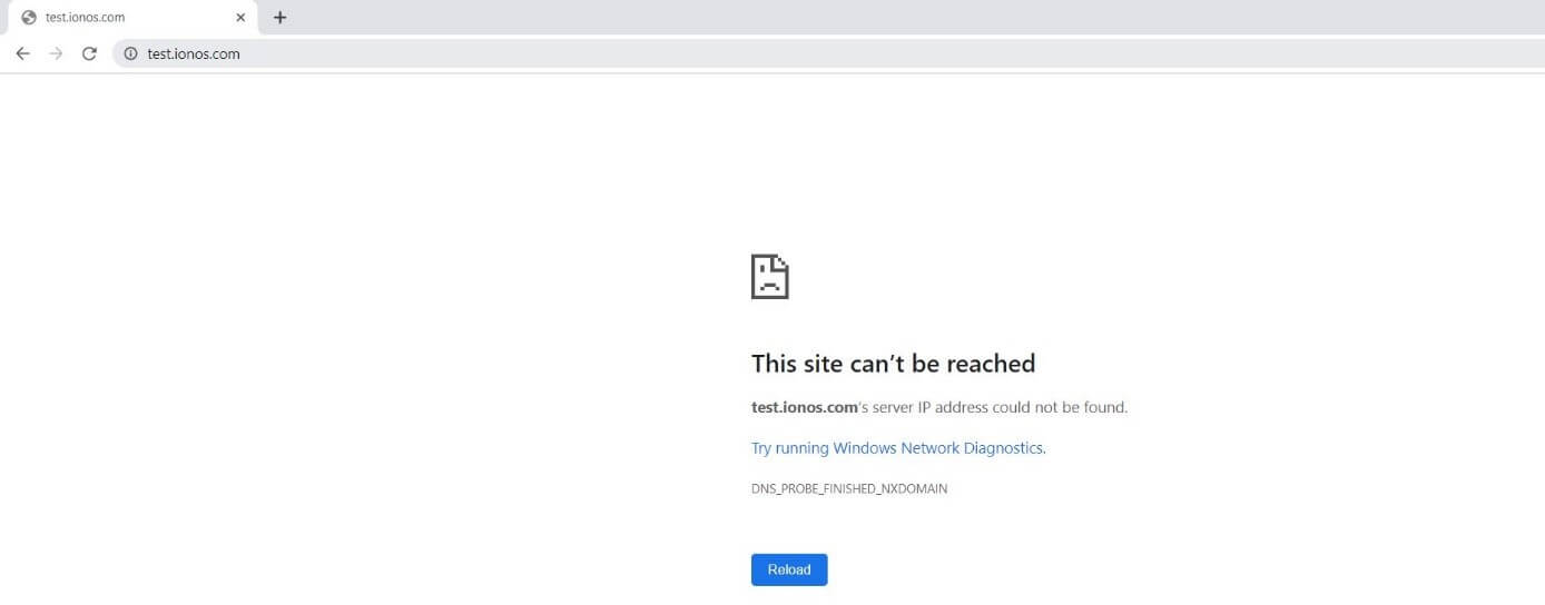 DNS_PROBE_FINISHED_NXDOMAIN 5 solutions IONOS
