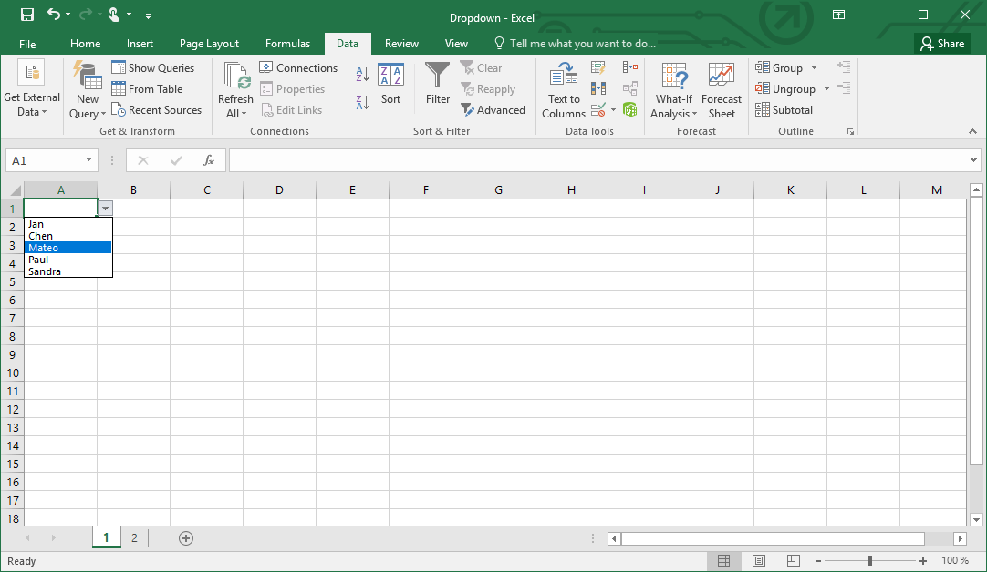 How To Add A Drop Down Option Box In Excel | Pita Bloom