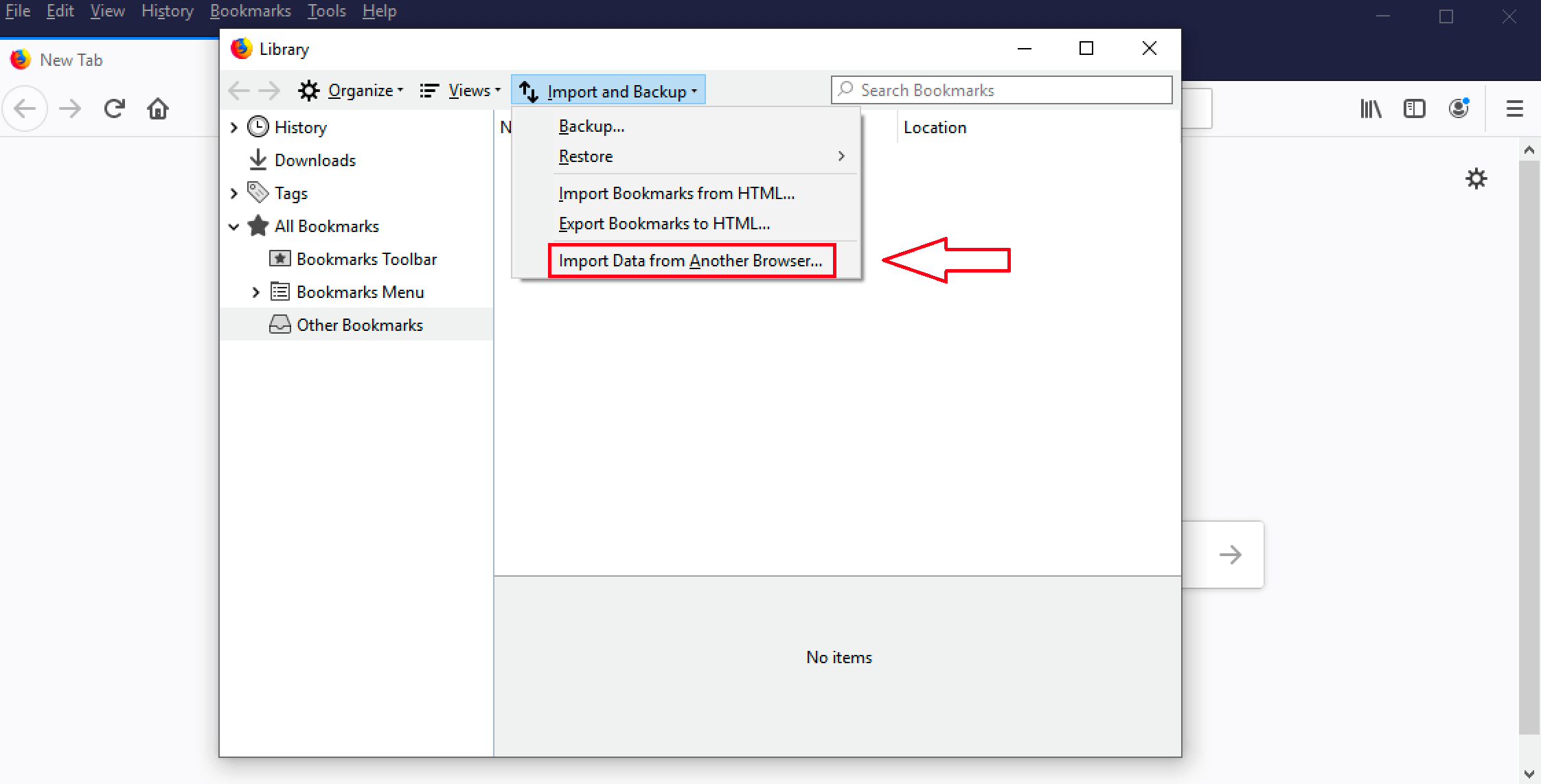 How to import Bookmarks in Firefox IONOS UK