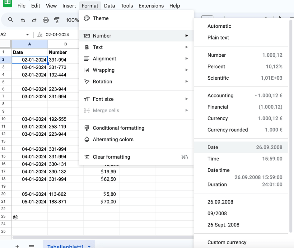 How to format dates in Google Sheets IONOS UK