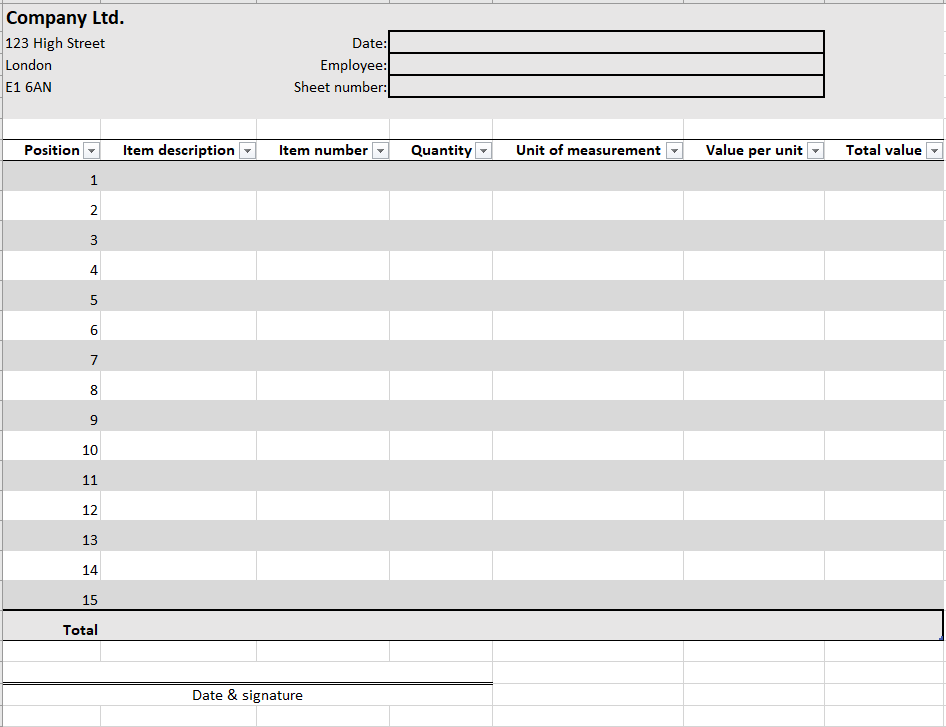 Inventory list Inventory template to download IONOS Inventory list Inventory template to download IONOS