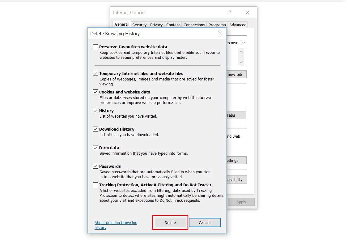 How to clear Browser History in Explorer IONOS