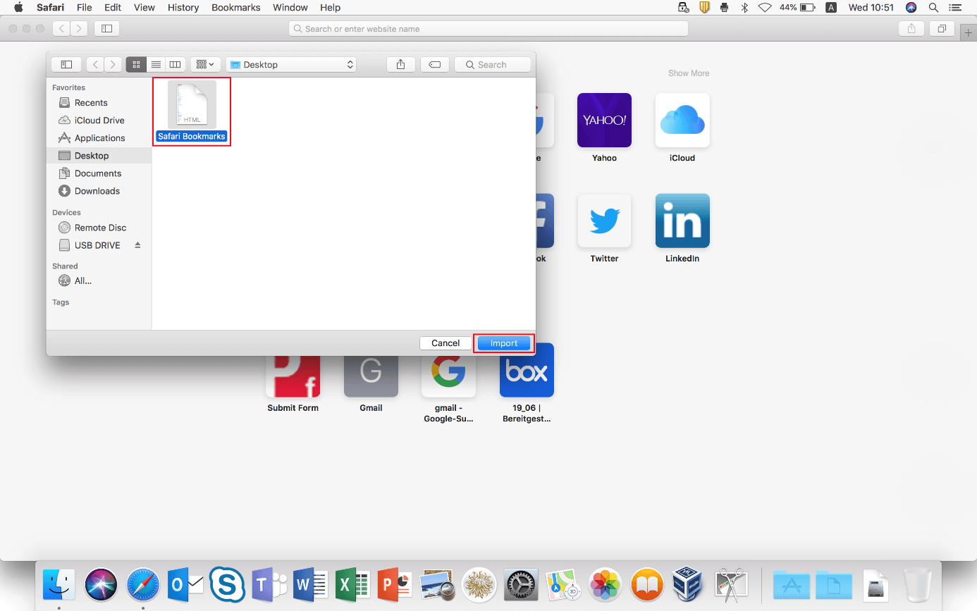 How to import Bookmarks in Safari IONOS