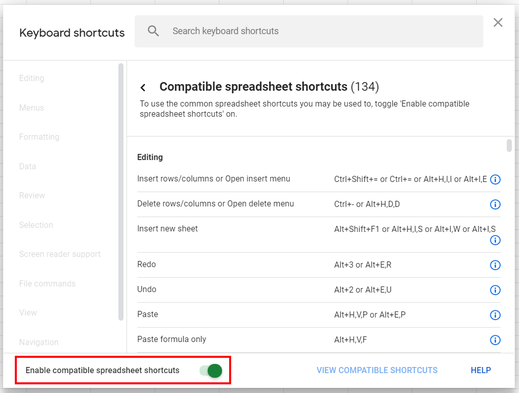 Google Sheets keyboard shortcuts for PC and Mac IONOS