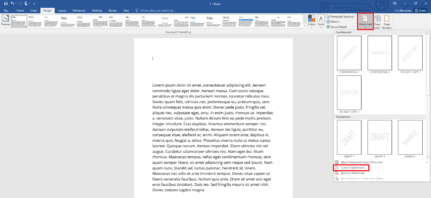 How to insert a watermark in Word IONOS