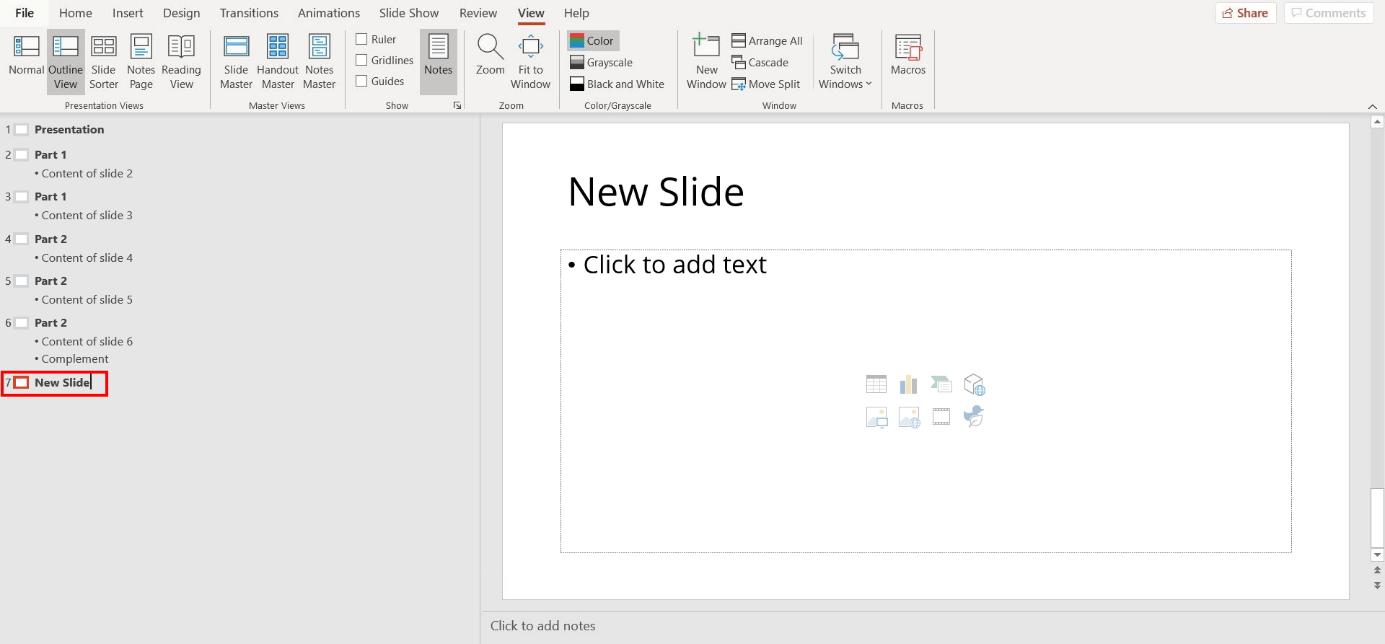 PowerPoint structure a presentation using Outline View IONOS