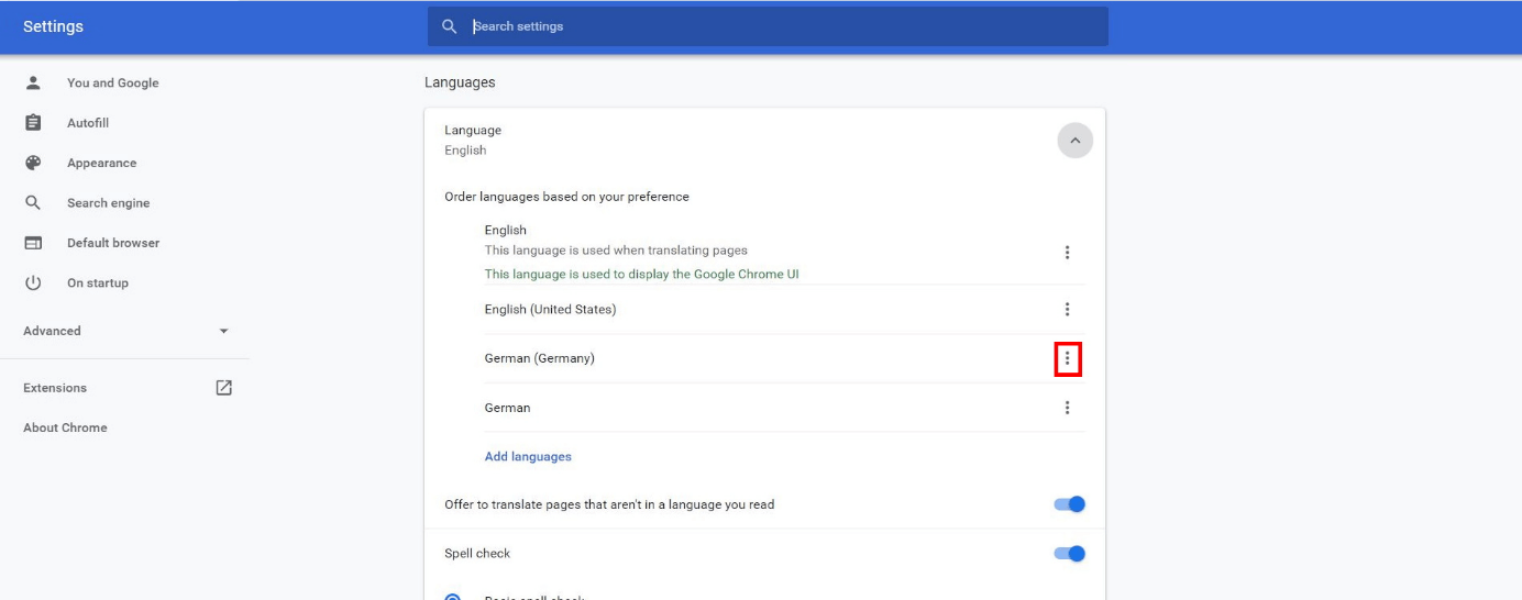 How to change the default language in Chrome