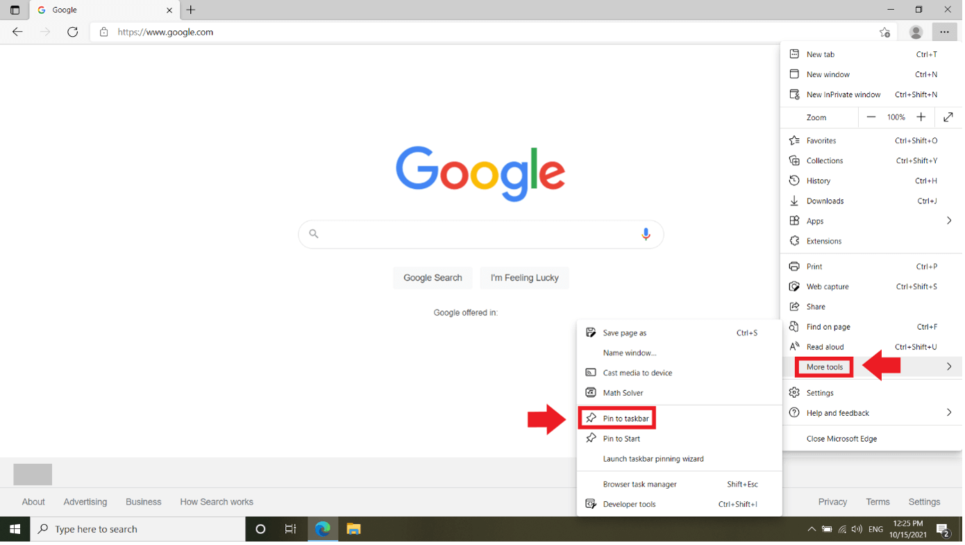 Pin a website to the taskbar on windows 10 IONOS