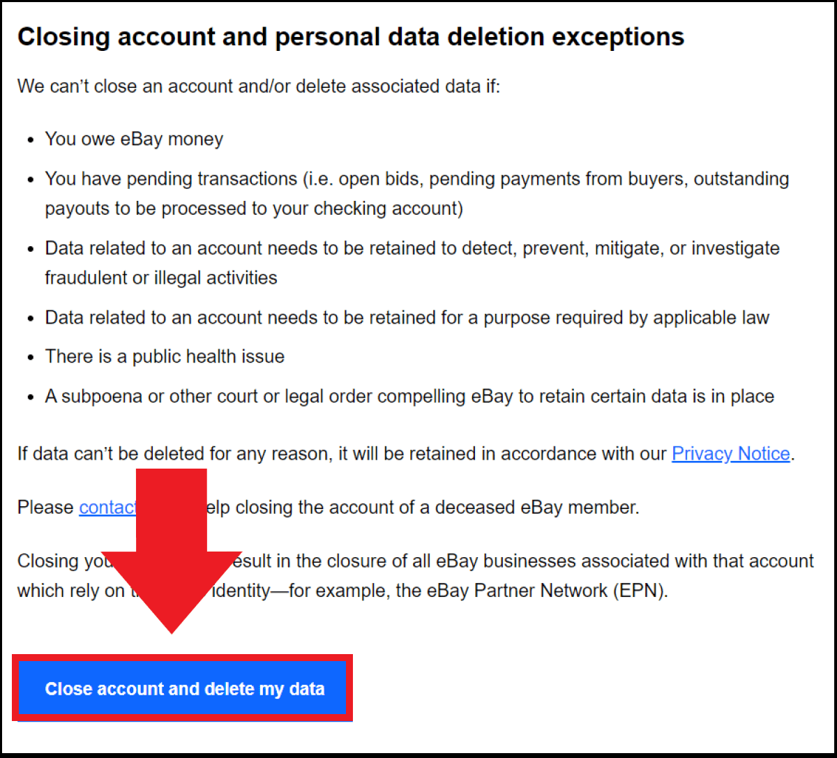 How to delete your eBay account IONOS
