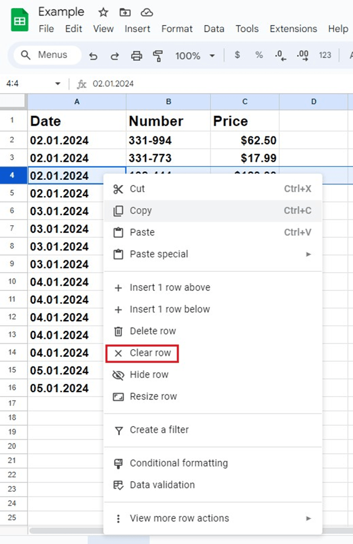 How to delete empty rows in Google Sheets IONOS