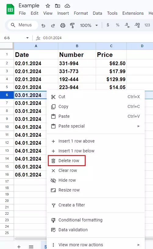 How to delete empty rows in Google Sheets IONOS