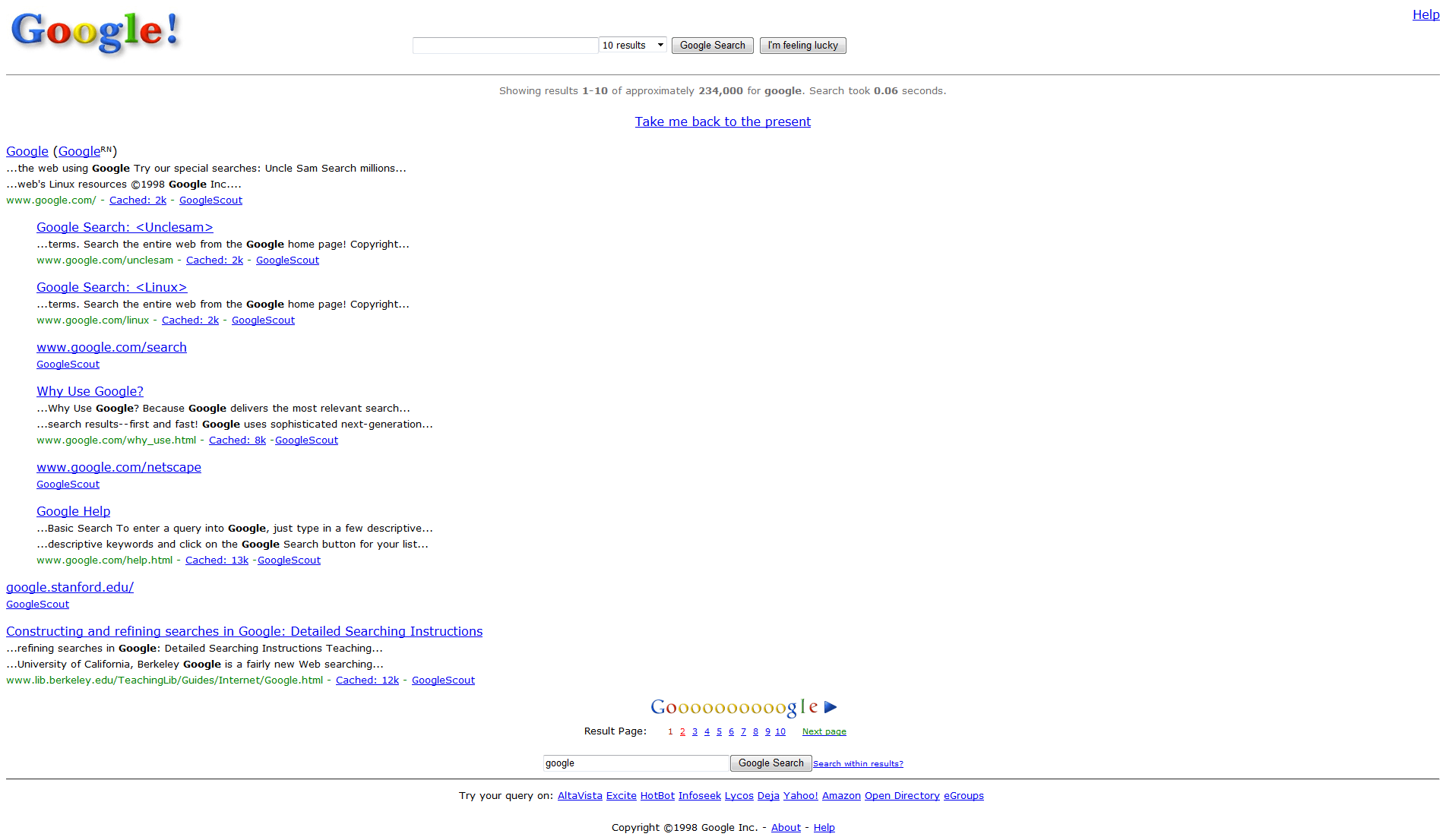 GoogleSuchergebnisse im Wandel von 1998 bis heute IONOS