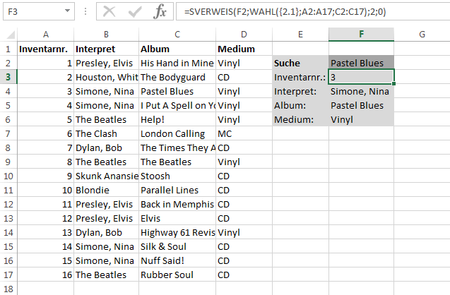 Excel SVERWEIS Funktion einfach an einem Beispiel erklärt