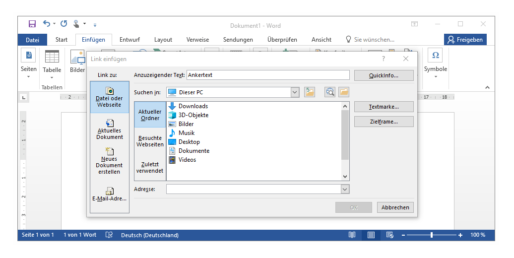 Hyperlink erstellen in Word, Excel oder Outlook IONOS