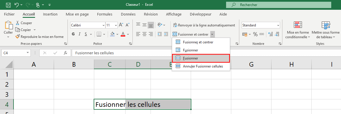 Comment combiner et fusionner cellules Excel IONOS