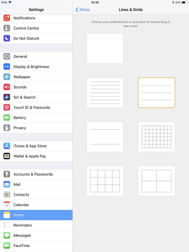How To Set A Preferred Lines Or Grids Style iPhone or iPad Notes App