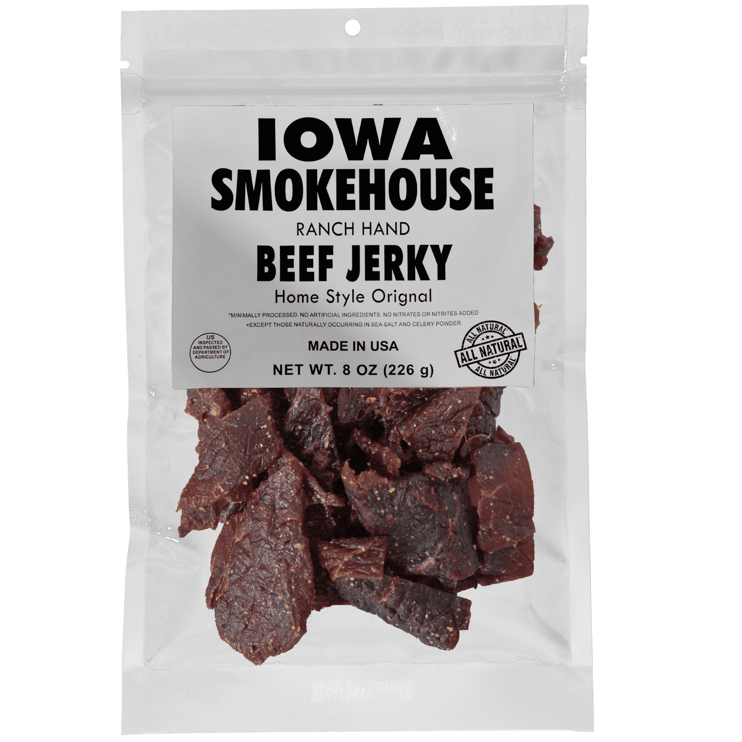 Ranch Hand 8 oz Beef Jerky Home Style Original IOWA SMOKEHOUSE