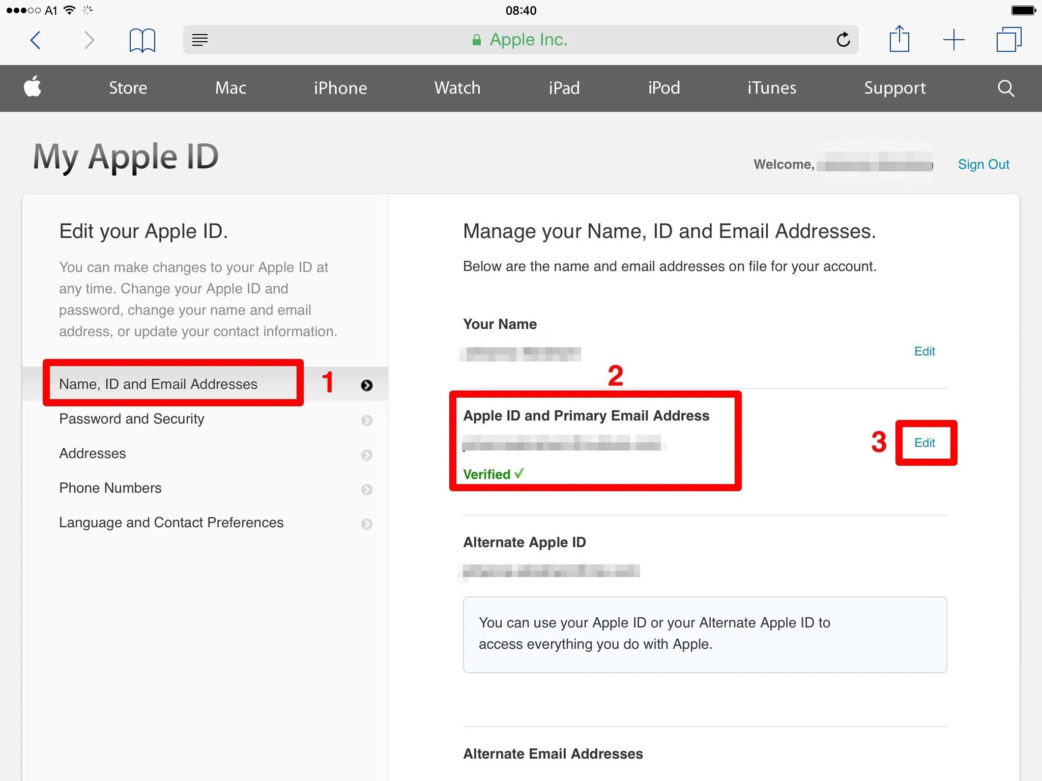 my email address has changed since i last synced to iTunes. how can I