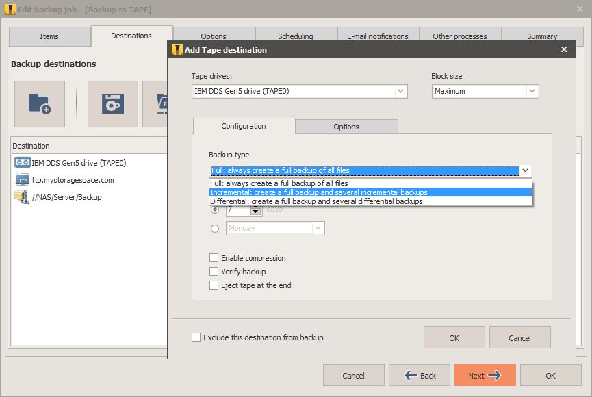 Iperius Backup Tape backup software for LTO/DAT tape drives