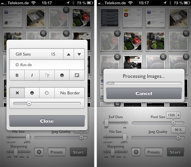 iPhoneFotos „Reduce“ App komprimiert und skaliert