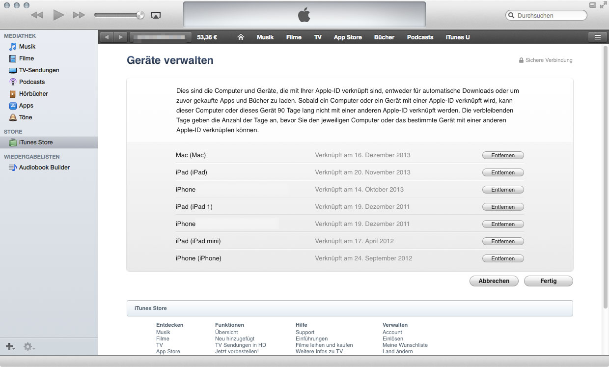 Itunes account geräte verwalten Lieblings TV Shows