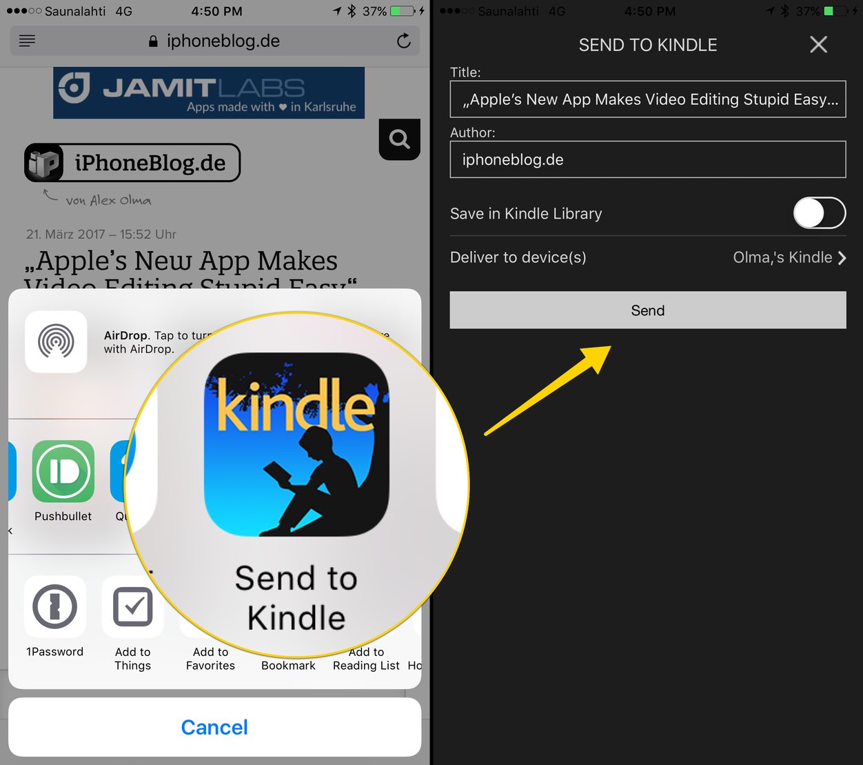 „Send to Kindle“ iPhoneBlog.de