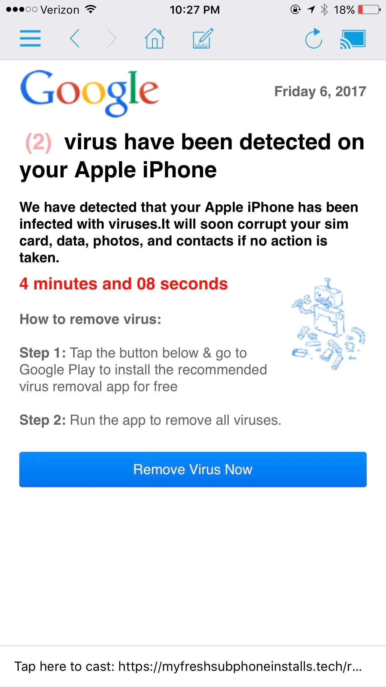 I keep getting this on google chrome web browser Apple iPhone Forum