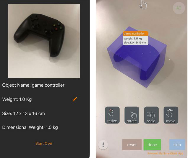 Augmented Reality Shipping Calculator App