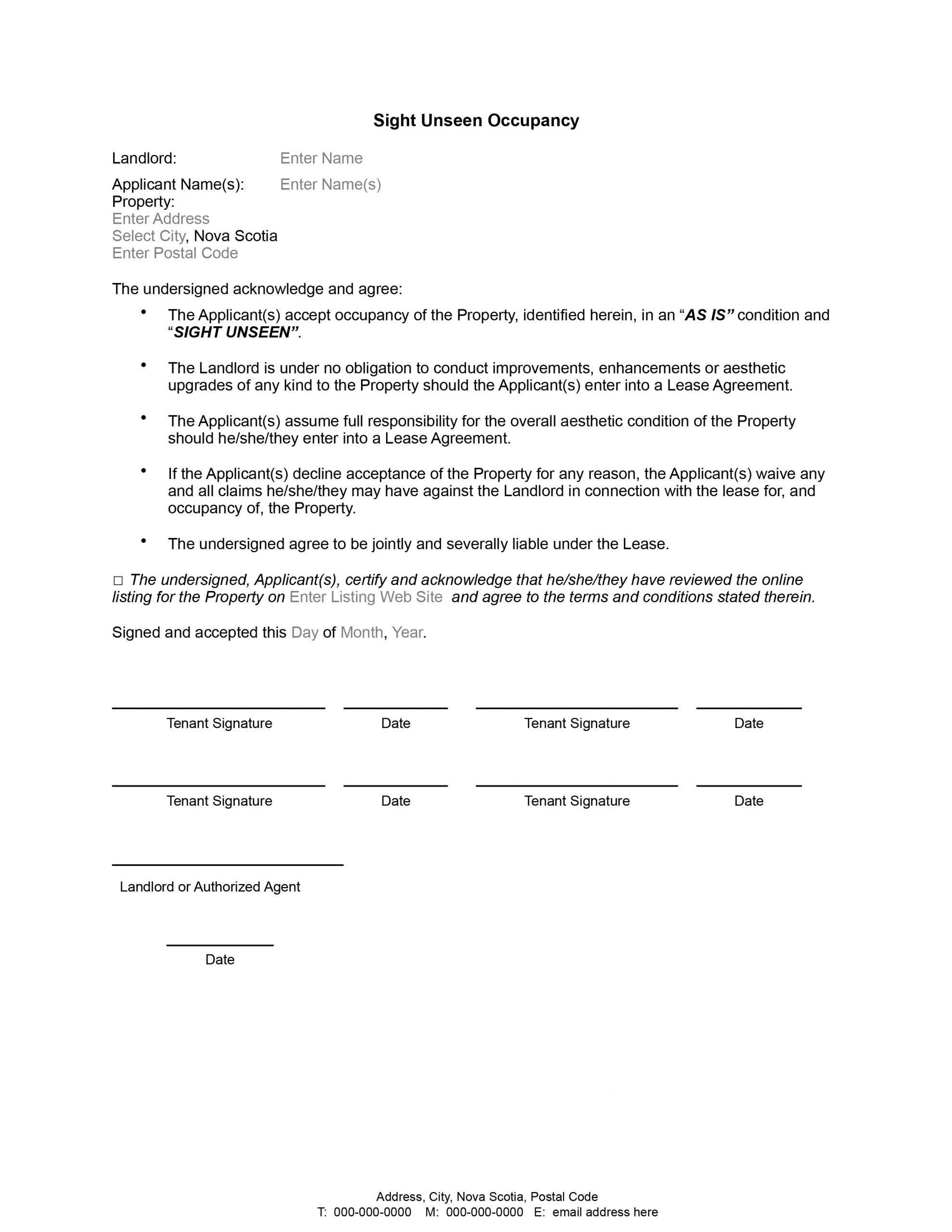 Landlord Notice Sight Unseen Occupancy IPOANS Investment Property