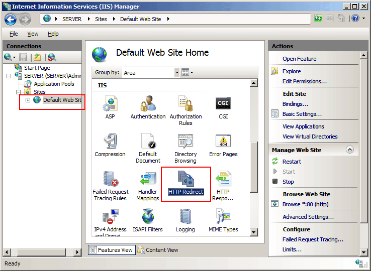 How To Add HTTP Redirect Rule To A site Using IIS IPSERVERONE
