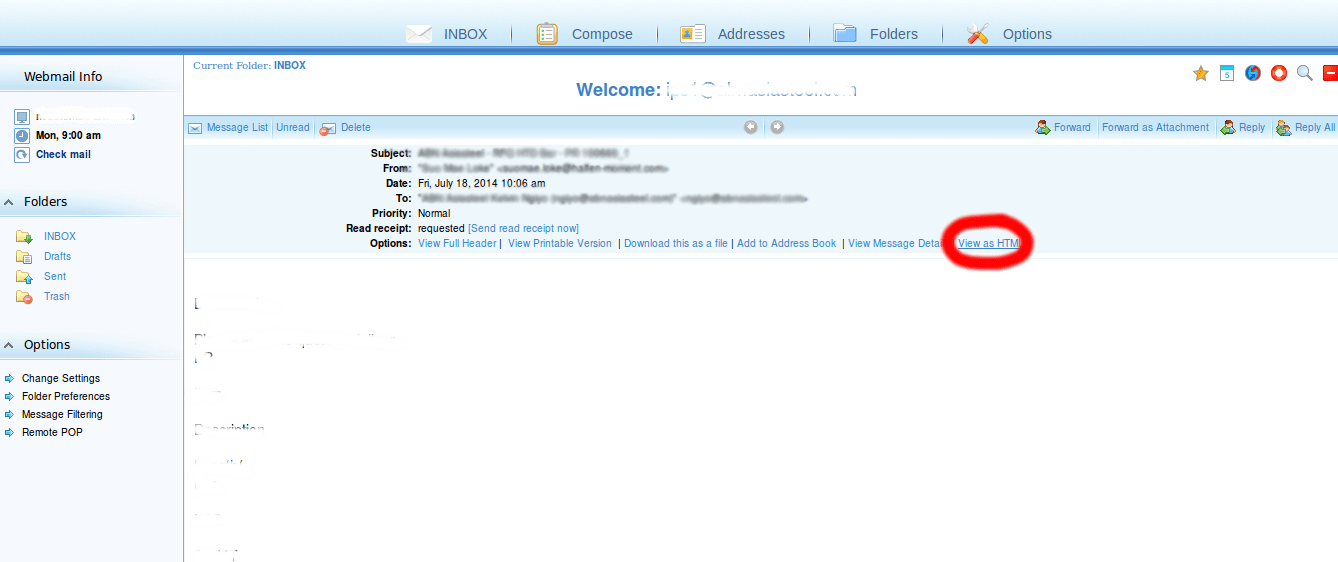 How to view email in HTML format IPSERVERONE