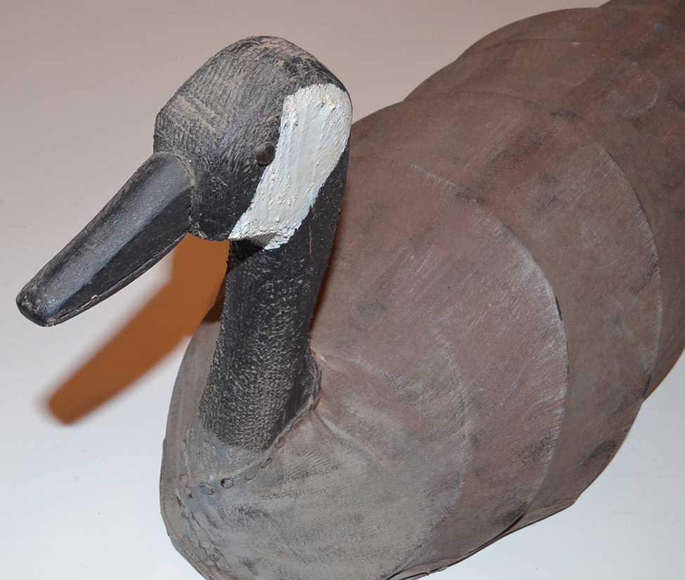 Antique Canadian Goose Decoy Hand Made & Painted Canvas over Wire