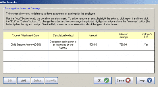 Setting up attachment of earnings (AEO) for an employee IRIS