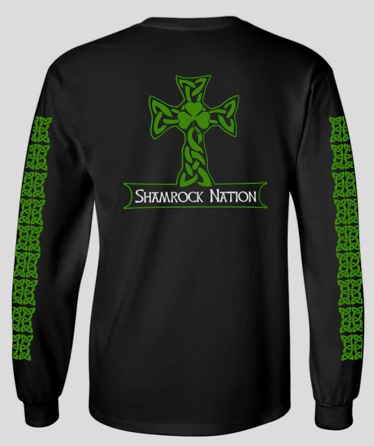 Irish TShirt Celtic Cross Long Sleeve Black TShirt at