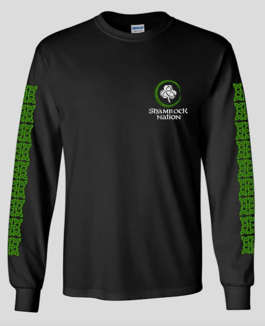 Irish TShirt Celtic Cross Long Sleeve Black TShirt at