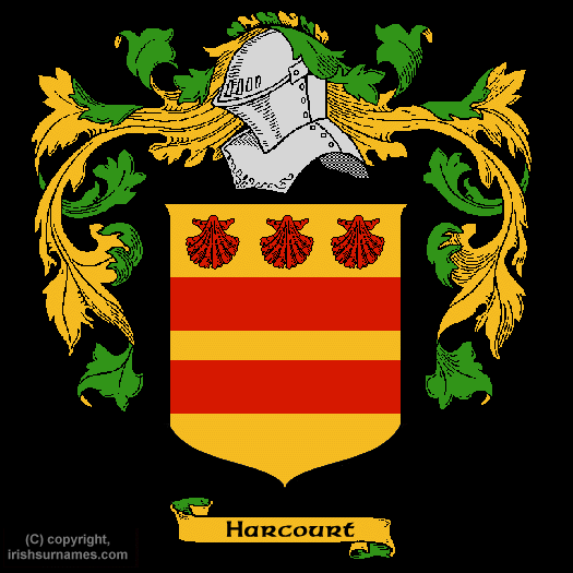 Harcourt family crest and meaning of the coat of arms for the surname