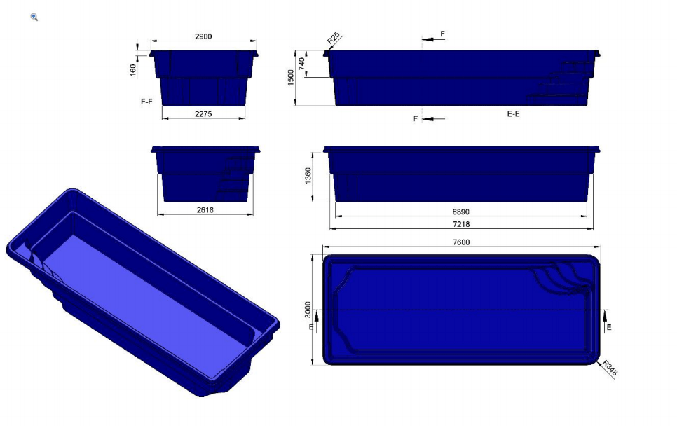 Fibreglass PreFab Swimming Pool Montecito Blue