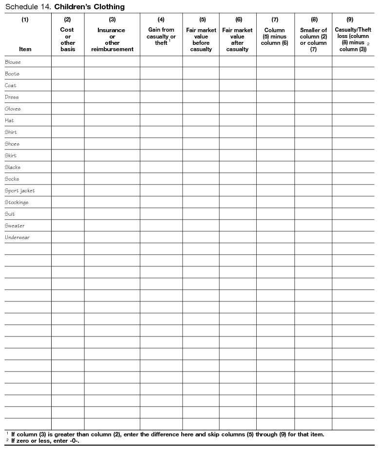 Publication 584 (02/2019), Casualty, Disaster, and Theft Loss Workbook