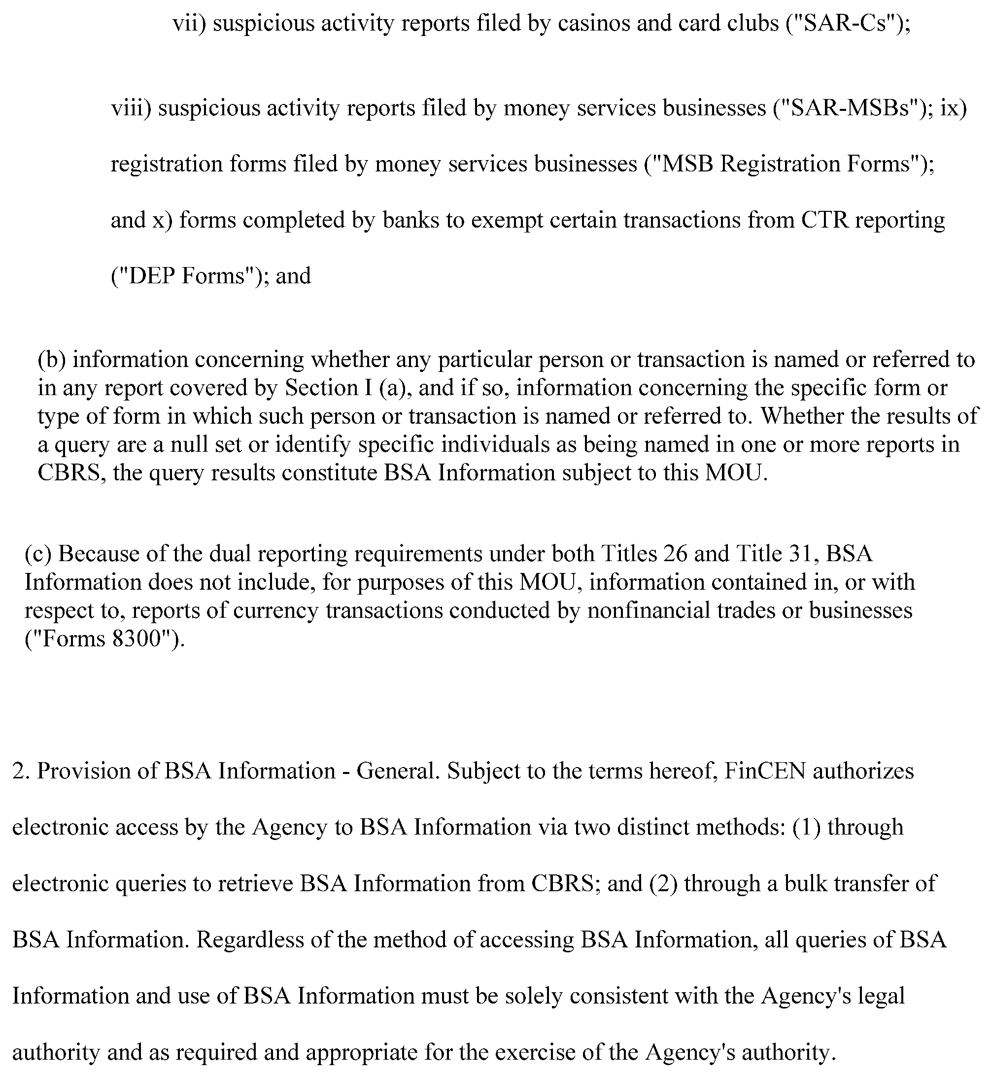 Currency Transaction Report Exemptions