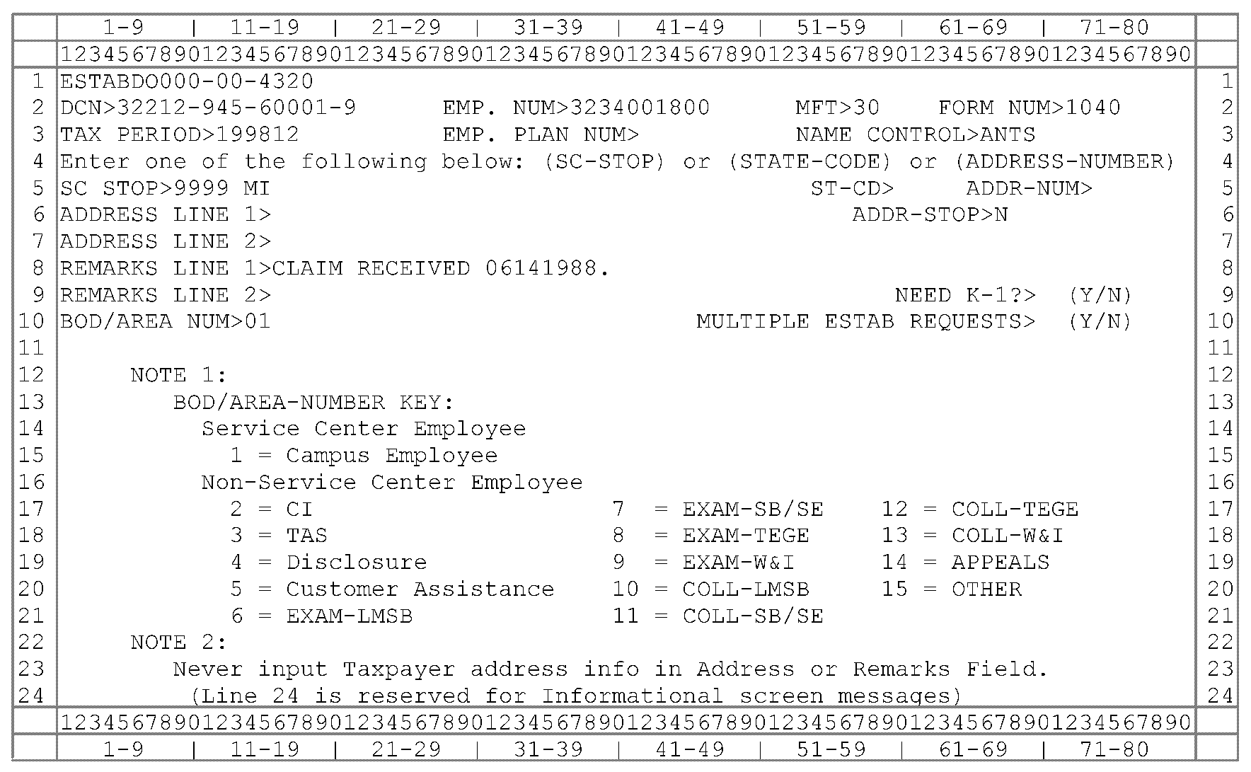 2.3.17 Command Code ESTABD Internal Revenue Service