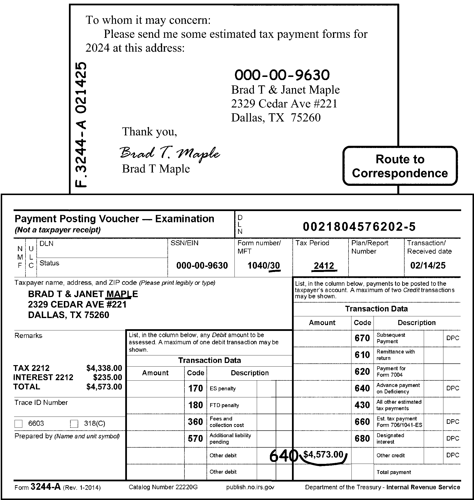 3.11.10 Revenue Receipts Internal Revenue Service